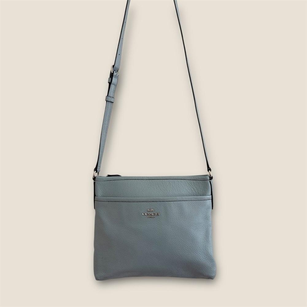 Coach Light Blue Leather Crossbody Bag Bundle w/ matching Coach Wallet - Picture 3 of 14